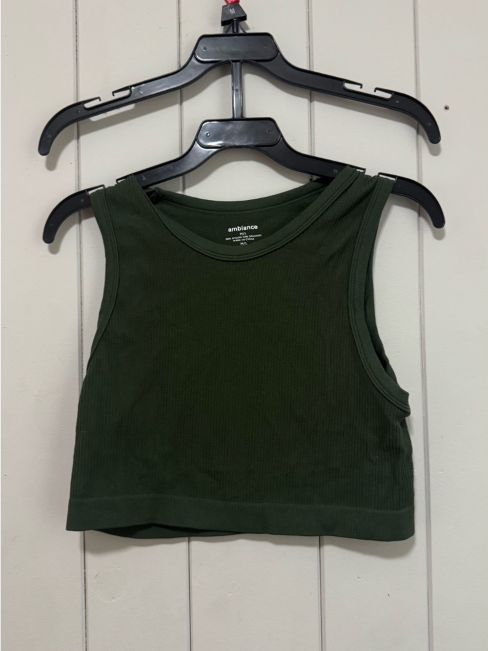 Ambiance Dark Olive Ribbed Crop Tank